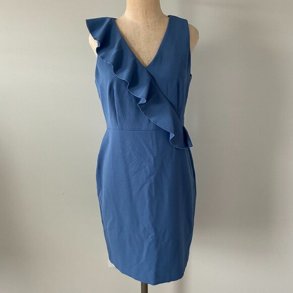 Ann Taylor Blue Double Weave Shift Mini Dress - Picture 1 of 11